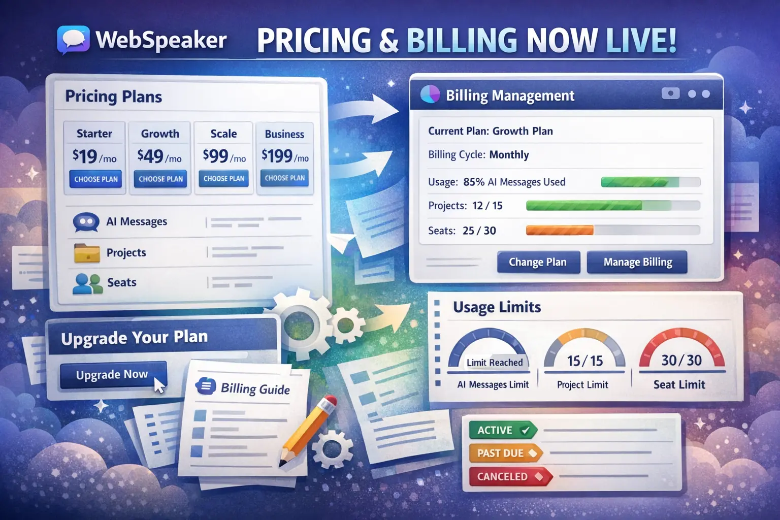 Pricing, billing, and plan management are now live in WebSpeaker